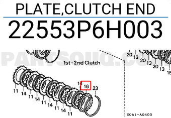Honda 22553P6H003 PLATE,CLUTCH END
