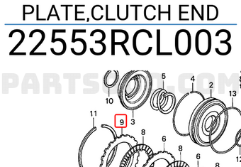 Honda 22553RCL003 PLATE,CLUTCH END