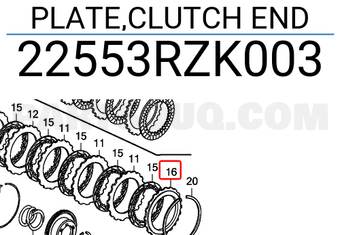Honda 22553RZK003 PLATE,CLUTCH END
