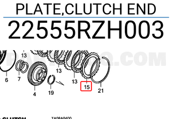 Honda 22555RZH003 PLATE,CLUTCH END