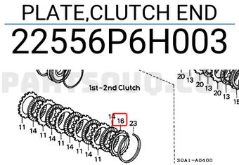Honda 22556P6H003 PLATE,CLUTCH END