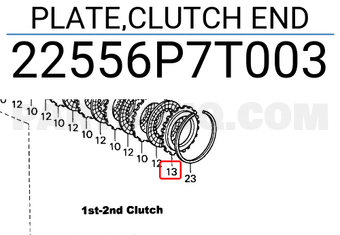Honda 22556P7T003 PLATE,CLUTCH END