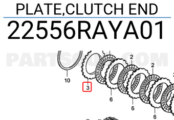 Honda 22556RAYA01 PLATE,CLUTCH END