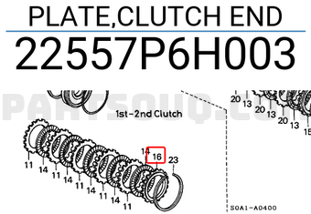 Honda 22557P6H003 PLATE,CLUTCH END