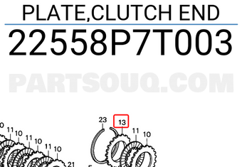 Honda 22558P7T003 PLATE,CLUTCH END
