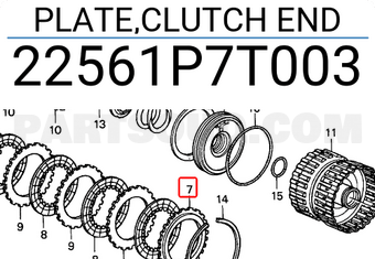 Honda 22561P7T003 PLATE,CLUTCH END