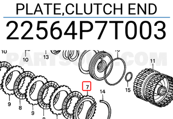 Honda 22564P7T003 PLATE,CLUTCH END