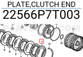 Honda 22566P7T003 PLATE,CLUTCH END