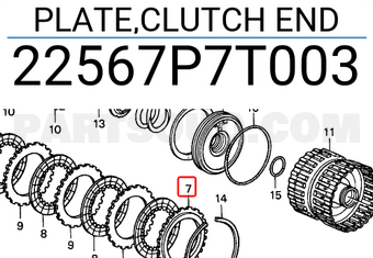 Honda 22567P7T003 PLATE,CLUTCH END