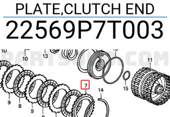 Honda 22569P7T003 PLATE,CLUTCH END