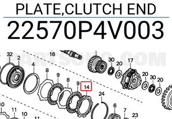 Honda 22570P4V003 PLATE,CLUTCH END