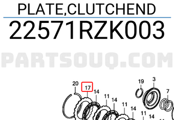 Honda 22571RZK003 PLATE,CLUTCHEND
