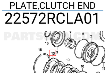 Honda 22572RCLA01 PLATE,CLUTCH END