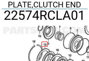 Honda 22574RCLA01 PLATE,CLUTCH END