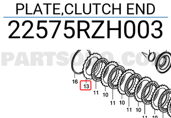 Honda 22575RZH003 PLATE,CLUTCH END