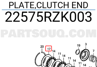 Honda 22575RZK003 PLATE,CLUTCH END