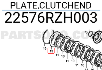 Honda 22576RZH003 PLATE,CLUTCHEND