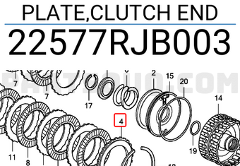 Honda 22577RJB003 PLATE,CLUTCH END