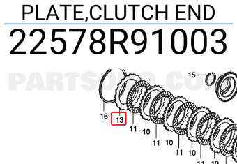 Honda 22578R91003 PLATE,CLUTCH END