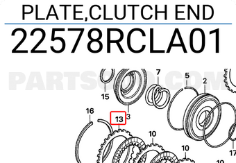 Honda 22578RCLA01 PLATE,CLUTCH END