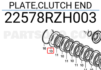 Honda 22578RZH003 PLATE,CLUTCH END