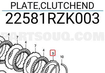 Honda 22581RZK003 PLATE,CLUTCHEND
