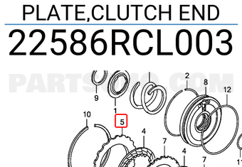 Honda 22586RCL003 PLATE,CLUTCH END