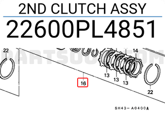 Honda 22600PL4851 2ND CLUTCH ASSY