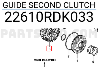 Honda 22610RDK033 GUIDE SECOND CLUTCH