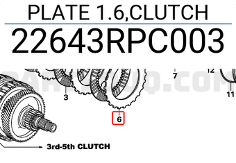 Honda 22643RPC003 PLATE 1.6,CLUTCH