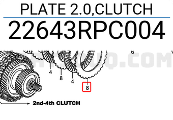 Honda 22643RPC004 PLATE 2.0,CLUTCH