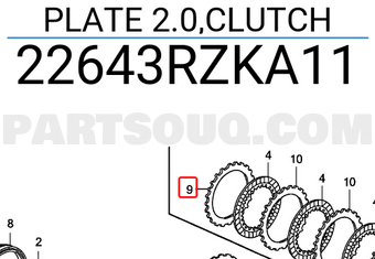 Honda 22643RZKA11 PLATE 2.0,CLUTCH