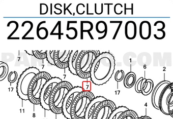 Honda 22645R97003 DISK,CLUTCH