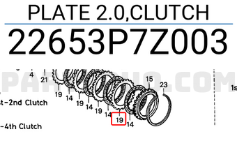 Honda 22653P7Z003 PLATE 2.0,CLUTCH