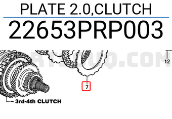 Honda 22653PRP003 PLATE 2.0,CLUTCH