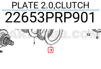 Honda 22653PRP901 PLATE 2.0,CLUTCH