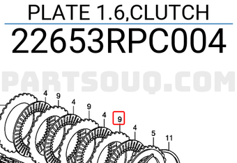 Honda 22653RPC004 PLATE 1.6,CLUTCH