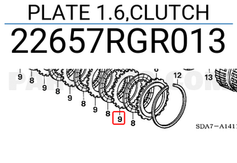 Honda 22657RGR013 PLATE 1.6,CLUTCH