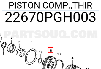 Honda 22670PGH003 PISTON COMP.,THIR