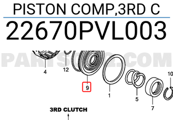 Honda 22670PVL003 PISTON COMP,3RD C