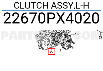 Honda 22670PX4020 CLUTCH ASSY,L-H