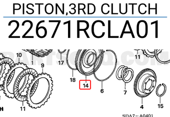 Honda 22671RCLA01 PISTON,3RD CLUTCH