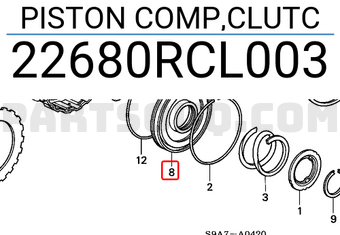 Honda 22680RCL003 PISTON COMP,CLUTC