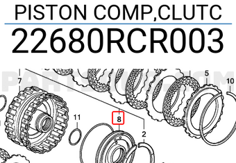 Honda 22680RCR003 PISTON COMP,CLUTC