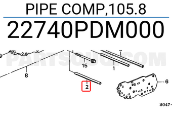 Honda 22740PDM000 PIPE COMP,105.8
