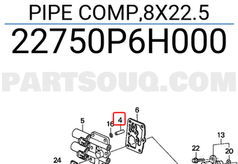 Honda 22750P6H000 PIPE COMP,8X22.5