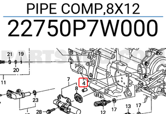 Honda 22750P7W000 PIPE COMP,8X12