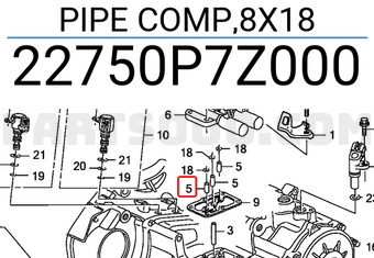 Honda 22750P7Z000 PIPE COMP,8X18