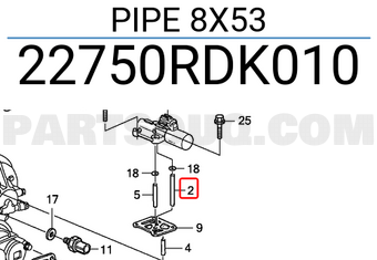 Honda 22750RDK010 PIPE 8X53