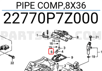 Honda 22770P7Z000 PIPE COMP,8X36
